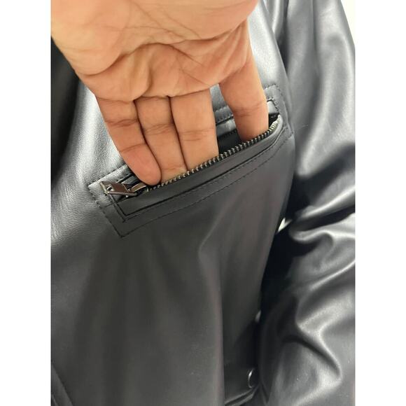 Bar III Faux Leather Moto Jacket Black Petite Small PS NWT - Picture 7 of 16